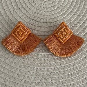 SUGARFIX by BaubleBar Orange Beaded Fringe Statement Earrings